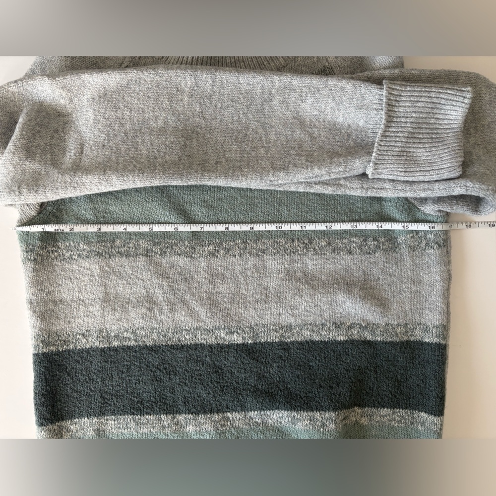 Denver Hayes Striped Ribbed Crewneck Sweater Grey Green XS - Picture 6 of 9
